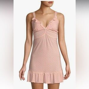 Betsey Johnson pink/white polka got slip dress Size S